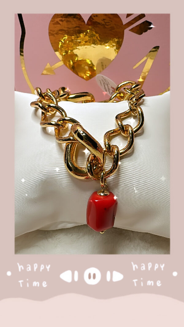 Bracciale Dorato pietra Rossa