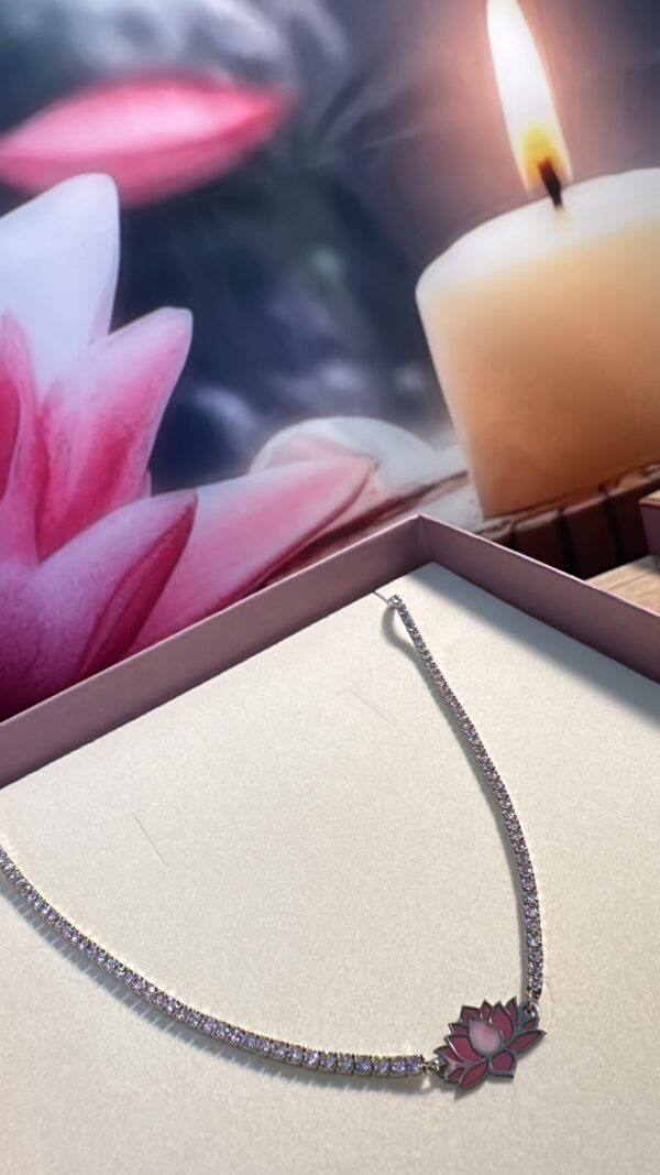 Collier Tennis Fiore di Loto Rosa