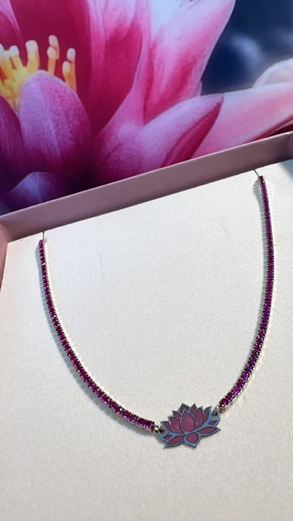 Collier Tennis Fiore di Loto Fucsia