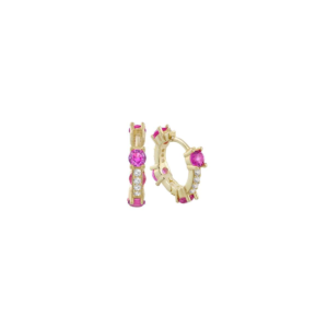 ORECCHINI MINI CERCHIO CON ZIRCONI BIANCHI E FUCSIA
